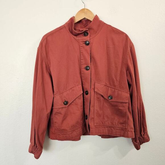 MADEWELL Bayview Balloon-Sleeve Jacket in Weathered Brick Size S - Picture 2 of 10